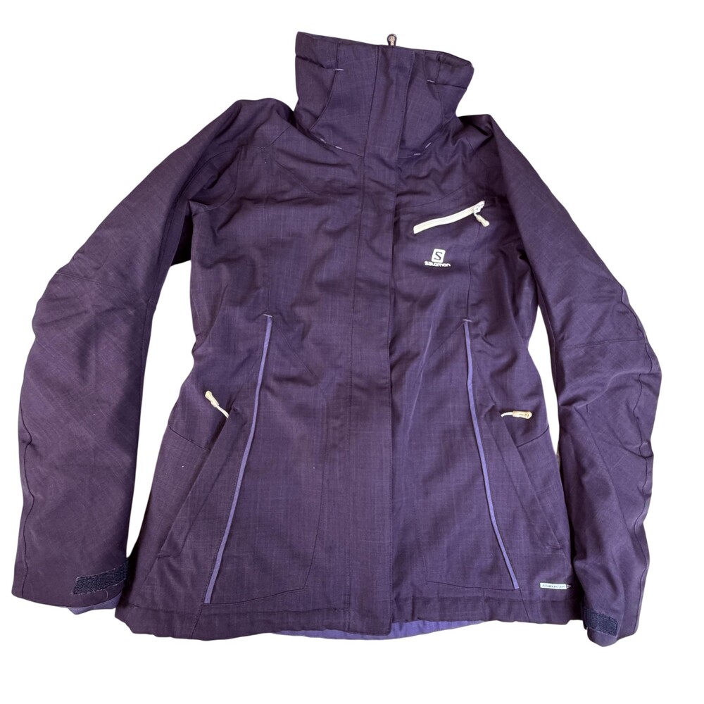 Salomon Ski Jacket Womens Medium Purple AdvancedSkin Dry Waterproof Insulated